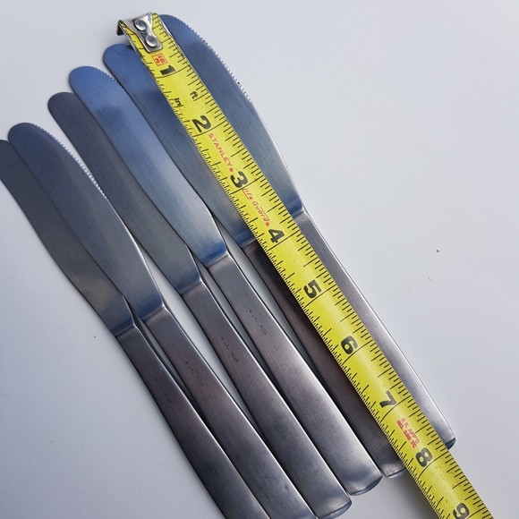 6 Gense Facette Pattern Stainless Knives Sweden Dinner Knife Light Serration 8" - Picture 4 of 11
